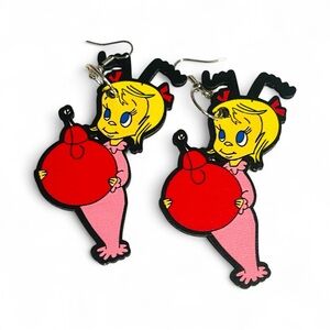 Cindy Lou Who Wooden Earrings